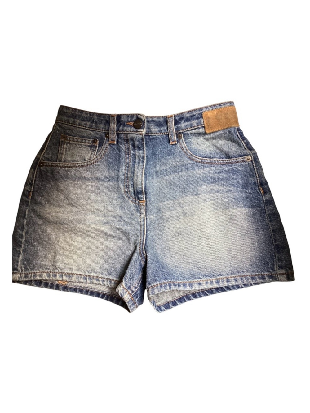 Palm Angels Star Butt High Waisted Denim Shorts